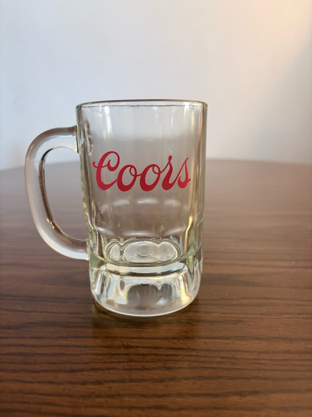 Vintage Coors Clear Glass Beer Mug with Red Logo